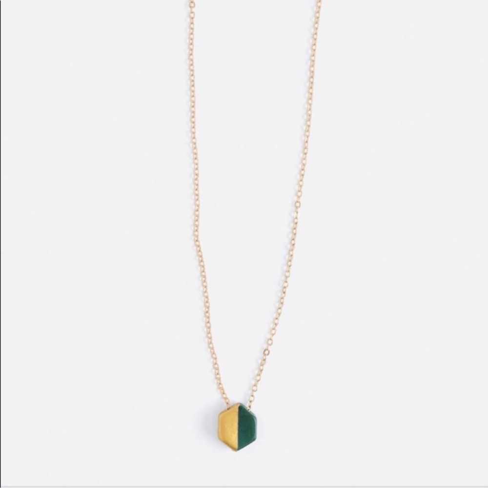 Noonday Horizon Necklace Green and Gold handmade in Ecuador